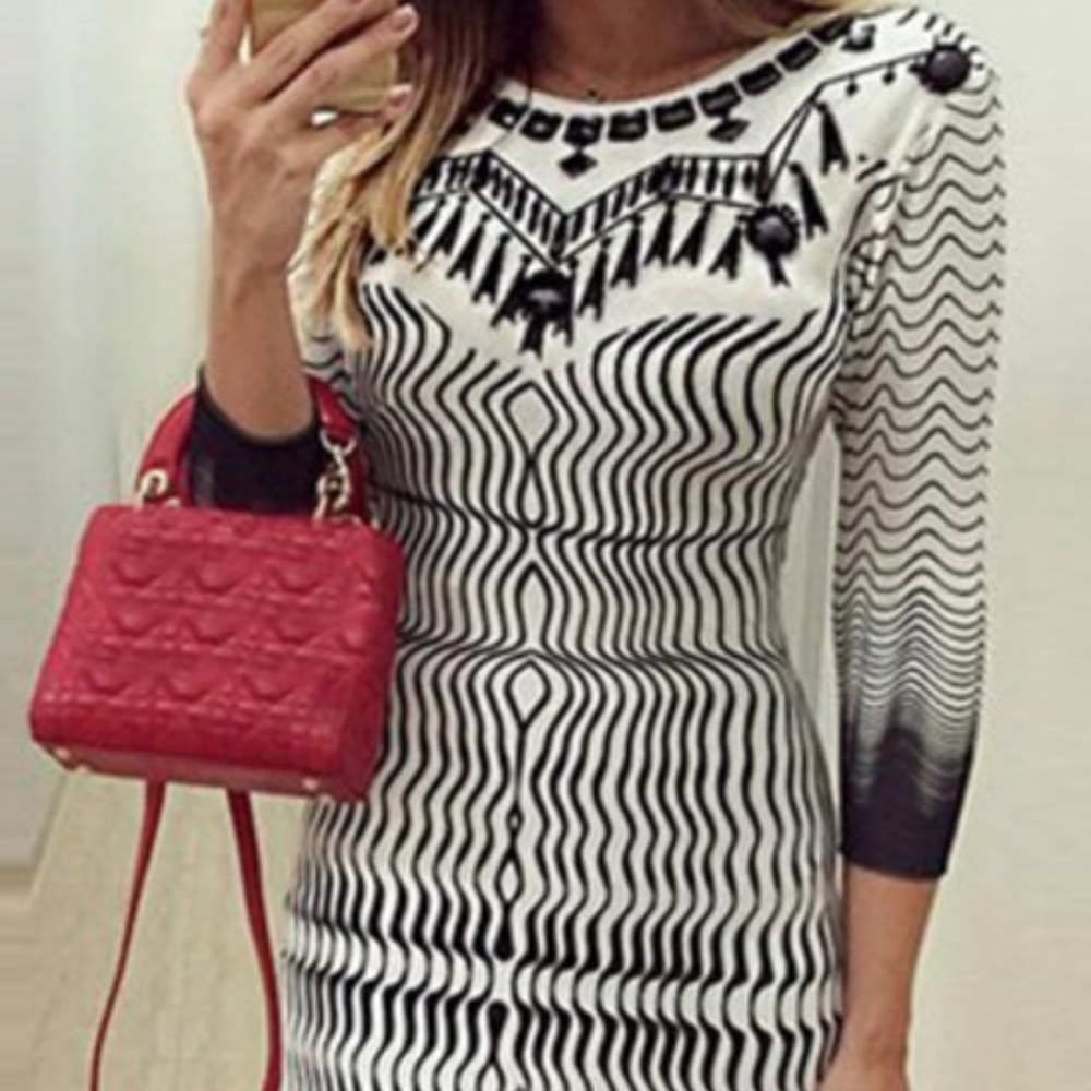 Black White Pattern Dresses - Picture 3 of 3